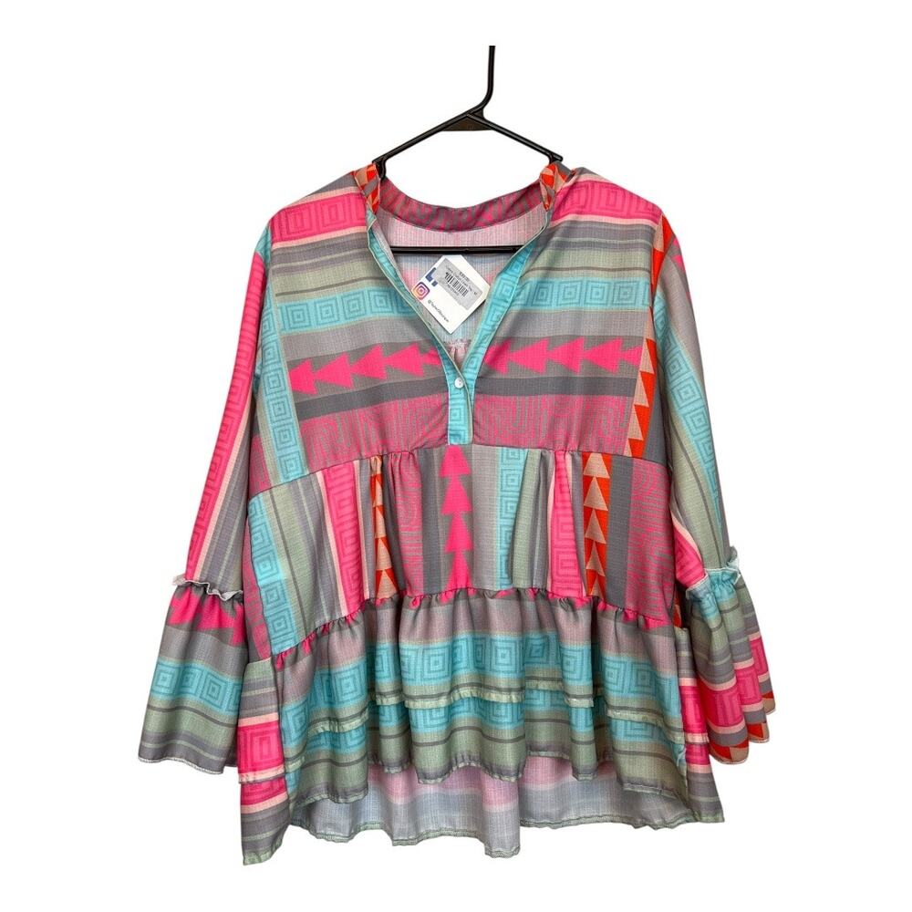 NWT Womens Boho Bohemian Blouse Shirt Top Cottage Indie Fairy Festival Hippie M - Picture 1 of 6